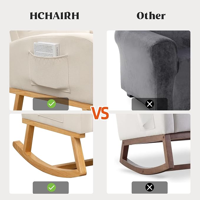 HCHAIRH Rocking Chair Nursery, Upholstered Nursing Rocker Chairs - Image 5