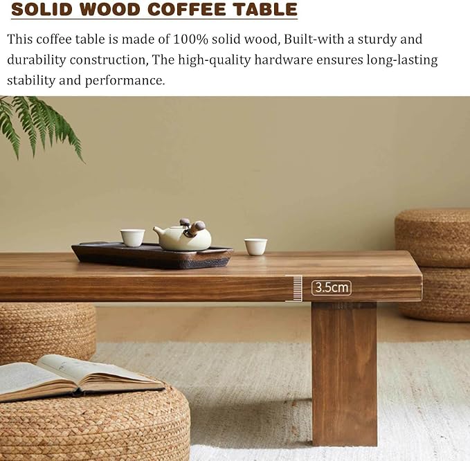 Japanese Style Solid Wood Low Coffee Table, Zen Tatami Table, Modern Chinese - Image 4
