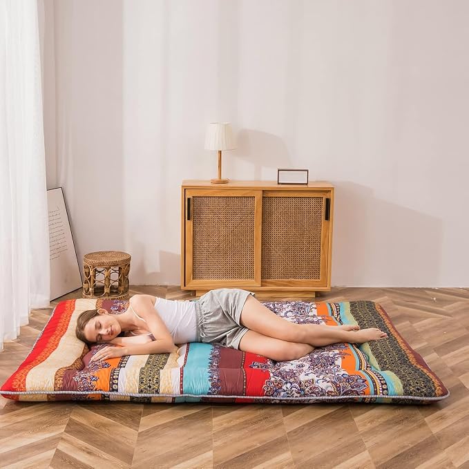 MAXYOYO Bohemian Retro Floor Mattress Vintage Floral Japanese Futon Mattress - Image 4