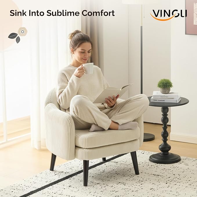 VINGLI 30.3" Wide Modern Barrel Accent Armchair - Image 8