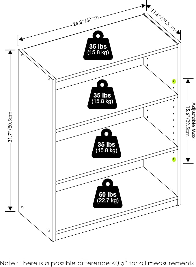 Furinno GEHRY Book Shelf, 3-Tier Small Bookshelf, Bookcase - Image 3