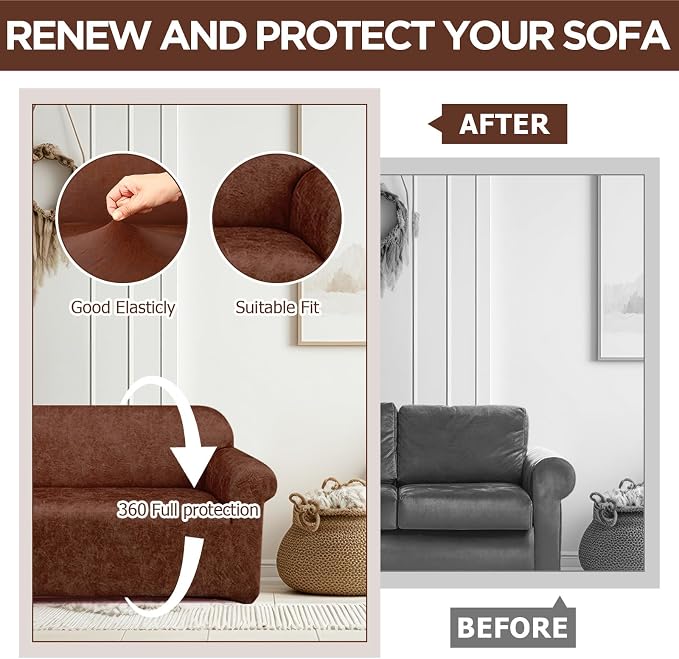 Peryiter 2 Pcs Sofa Covers Couch and Loveseat Covers Set Stretch Sofa Slipcover - Image 6