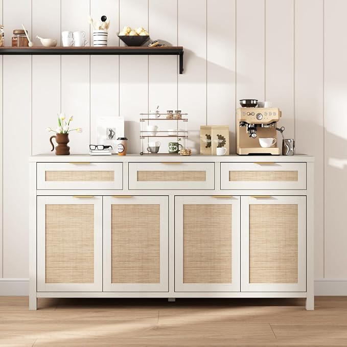 HOKYHOKY Rattan Sideboard Buffet Cabinet, Boho Storage Cabinet - Image 6