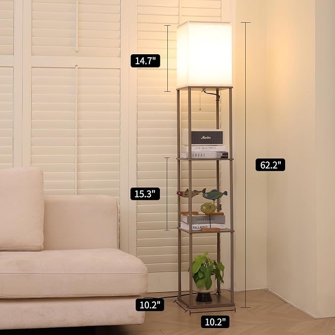 Gupuzm Floor Lamp with Shelves, Modern Square Standing Lamp with 3 Color - Image 3