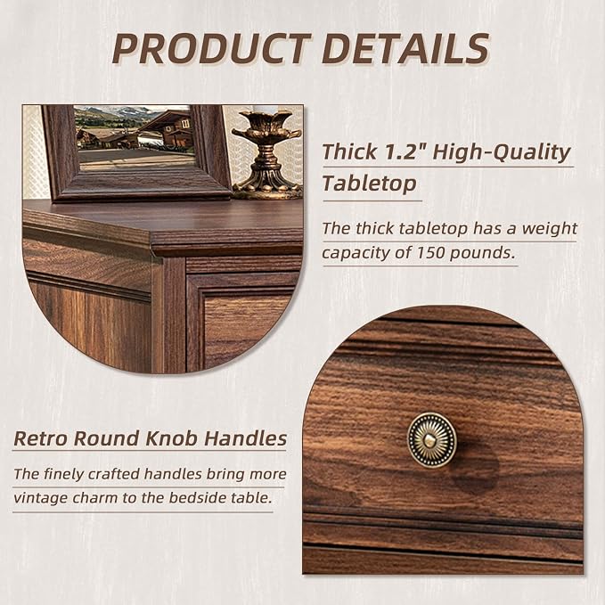 Joaxswe 24" Wide Farmhouse Night Stand Set of 2, Large End Table - Image 6