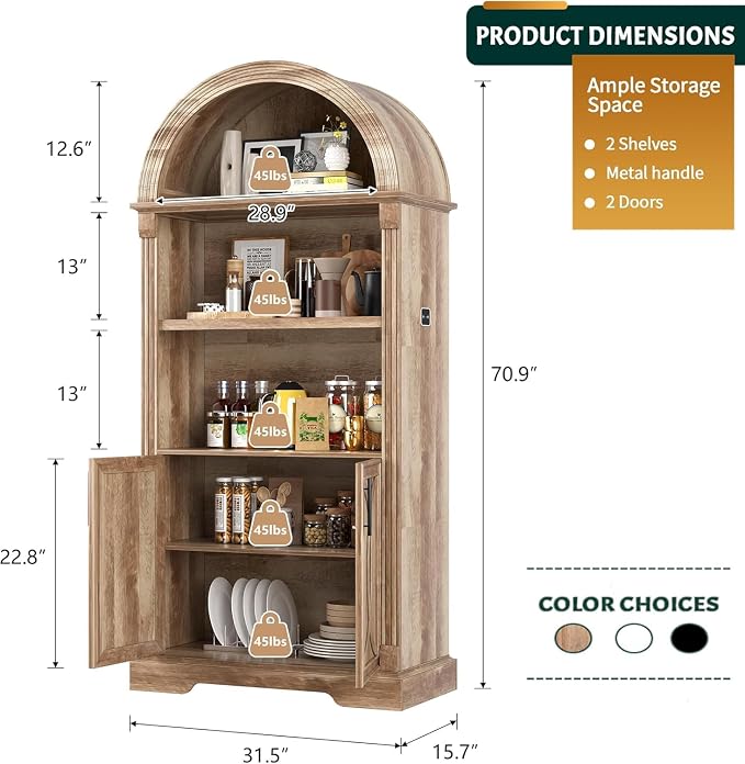 Vlsrka Arched Cabinet, Kitchen Pantry Cabinets - Image 2