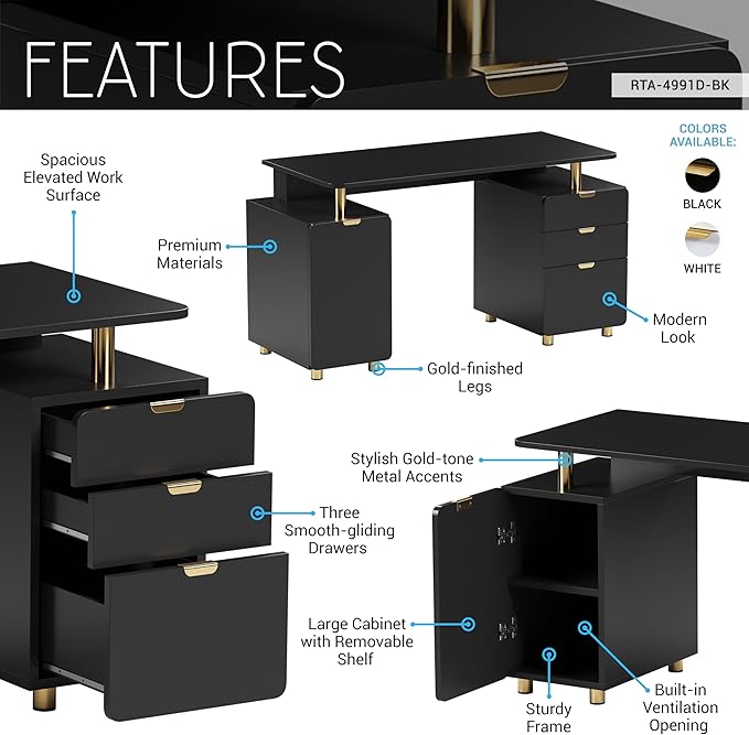 Elegant 57" W Executive Desk - Image 4