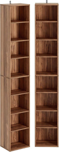 IRONCK Tall Narrow Bookshelf 8 Tiers 71in Set of 2, Compact Corner Bookcase by IRONCK