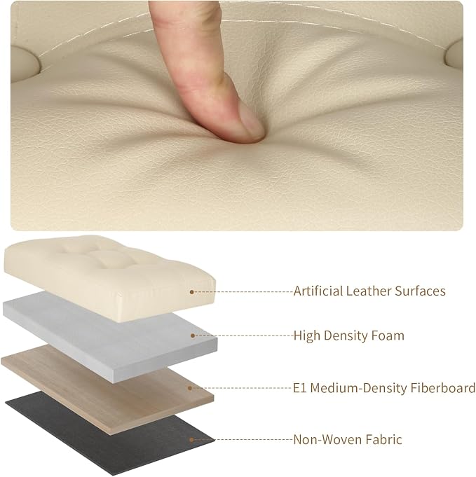 BelugaHelper Storage Ottoman Foot Rest Stool, Folding Leather Footstool Bench - Image 7