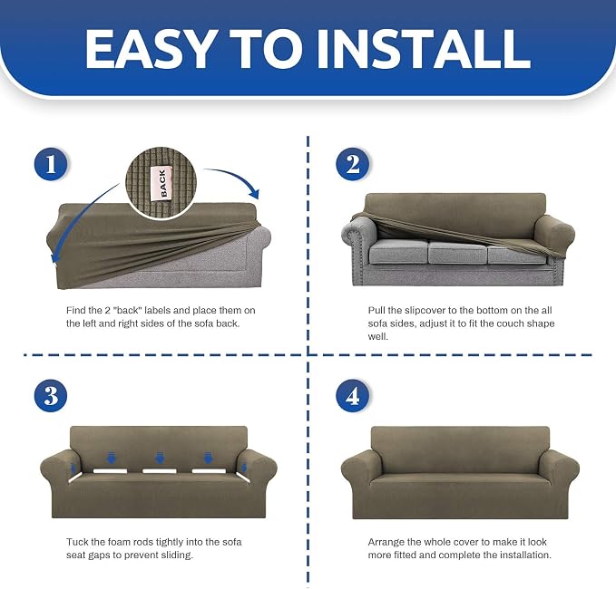 KEKUOU Stretch Loveseat Sofa Cover Slipcover, Couch Covers - Image 4