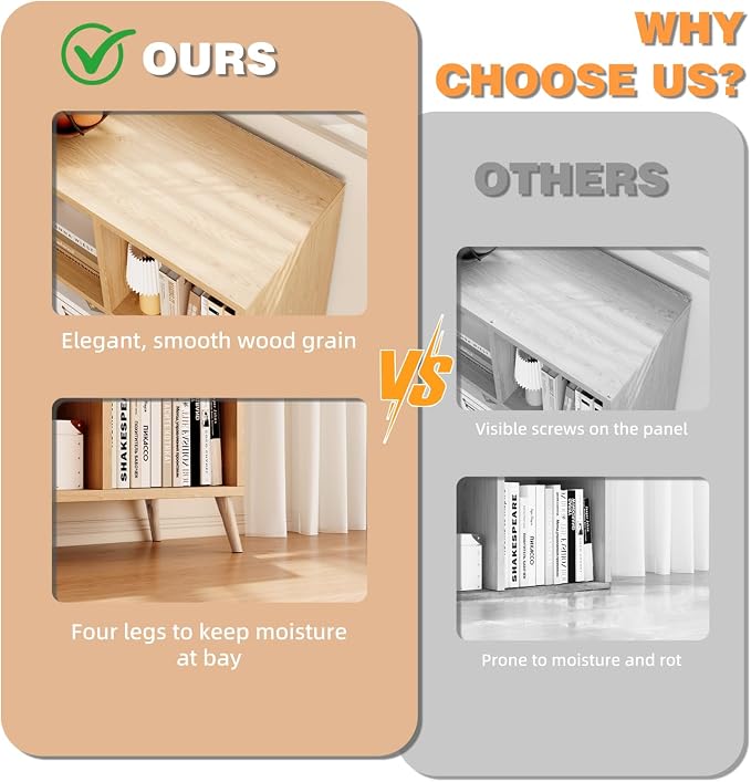 6 Cube Storage Organizer, Wood Bookcase - Image 5