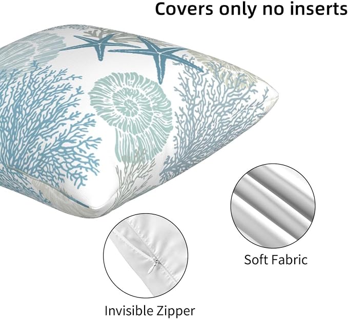 Nautical Coastal Throw Pillow Covers 20x20 Set of 2, Beach Themed Ocean - Image 6