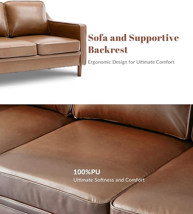 Kingfun Living Room Furniture Sets, 3 Seater Couch and Armchair, Mid Century - Image 4