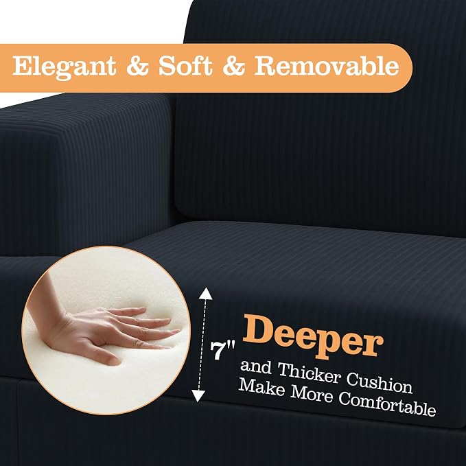 Apicizon Modern Loveseat & 3-Seater Sofa Set of 3, Corduroy Couch 3 Piece Sofa - Image 5