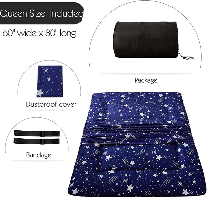 MAXYOYO Navy Starry Sky Japanese Floor Futon Mattress, Tatami Floor Mat - Image 7