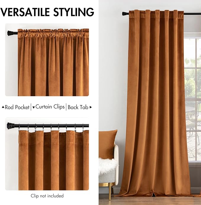 MIULEE Velvet Curtains 96 inches 2 Panels - Image 2