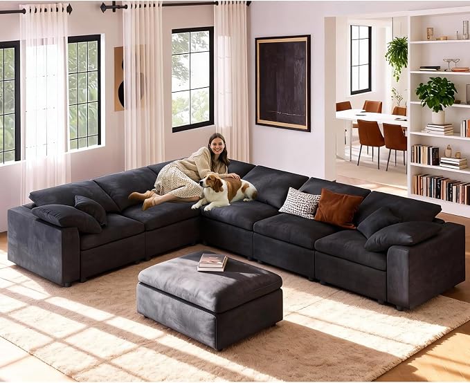 Oversized Modular Sectional Sofa Couch, Large 7 Seater Corner Sofa Modern U - Image 6