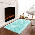 Latepis Light Blue Small Fluffy Rugs 2x3 Teal Faux Sheepskin Fur Rug by Latepis