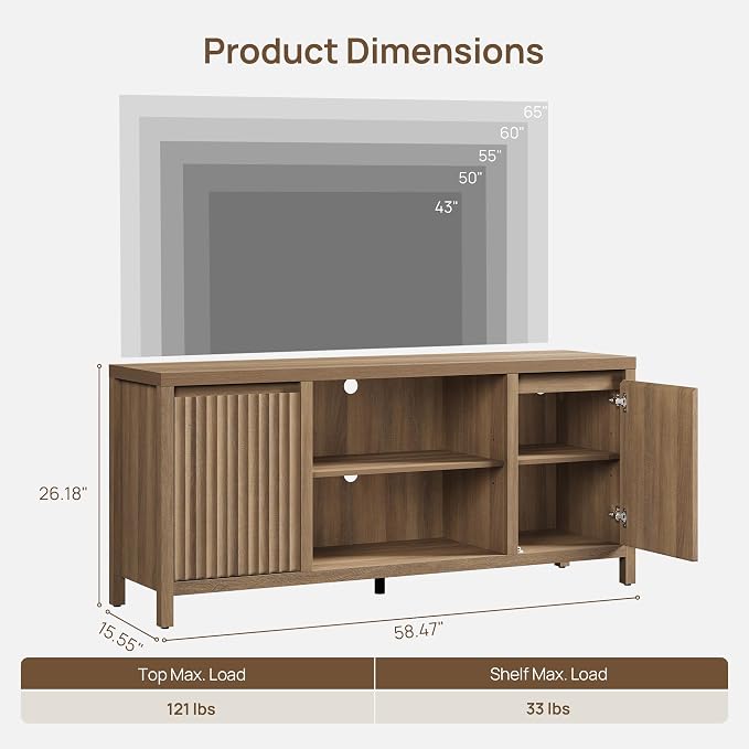 SICOTAS Fluted TV Stand for 55 65 inch TV - Image 2