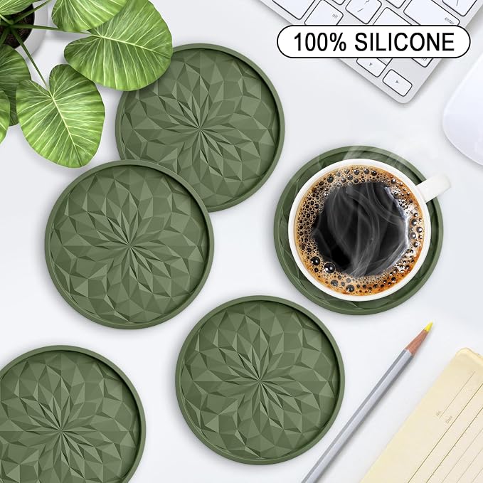 ME.FAN Silicone Coasters with Holder, Drinking Coasters - Image 2