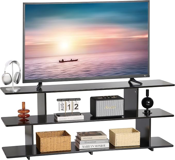 Bamboo TV Stand for TVs up to 65", 3 Tier Accent Entertainment Center - Image 9