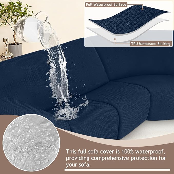 ALIECOM 100% Waterproof Recliner Sectional Couch Covers L Shape Stretch Corner - Image 4