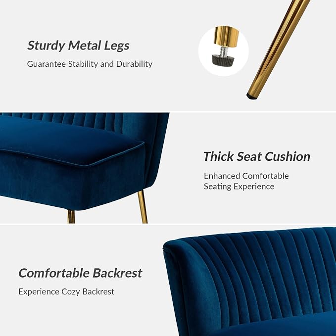 HULALA Home 3 Piece Velvet Living Room Furniture Set, Modern Comfy Upholstered - Image 5