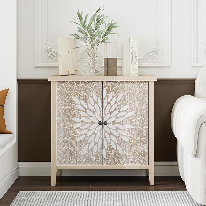 31" Carved Sideboard Buffet Cabinet - Image 9