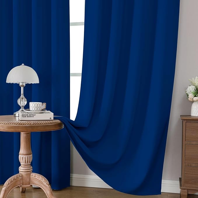 CUCRAF Royal Blue Blackout Curtains 84 inch Length 2 Panels Set, Rod Pocket - Image 5