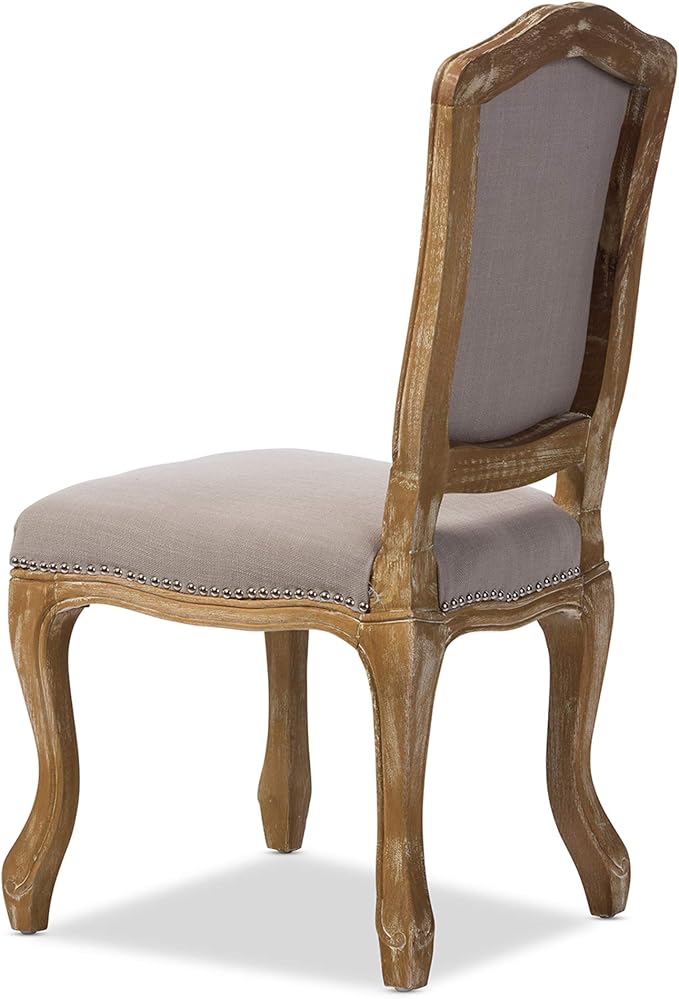 Baxton Studio Chateauneuf French Vintage Cottage Weathered Oak Linen - Image 6