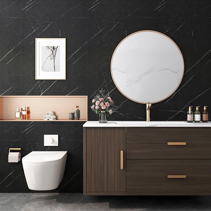 FunStick 36"x200" Black Marble Contact Paper Peel and Stick Countertop Paper - Image 6