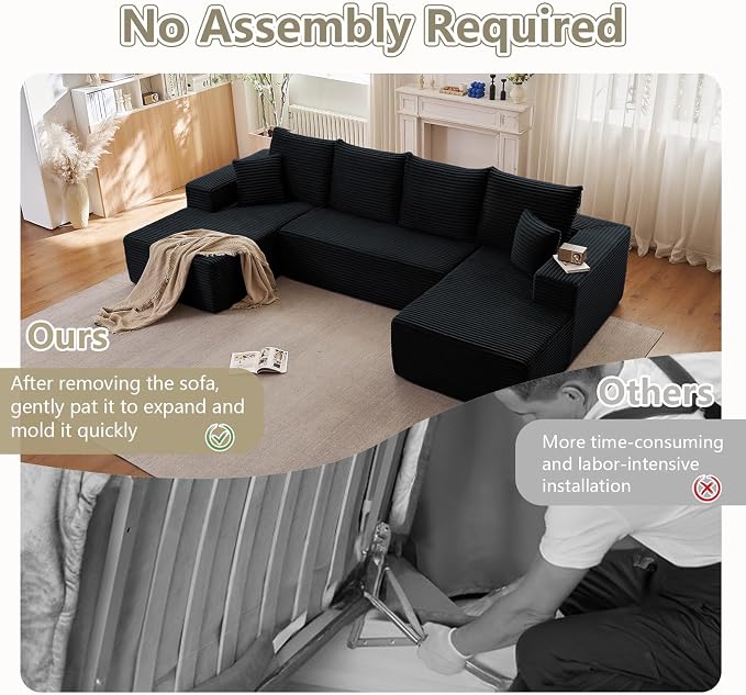 Sectional Cloud Couch for Living Room, Modular Floor Deep-Seat Sofa, Big Comfy - Image 4