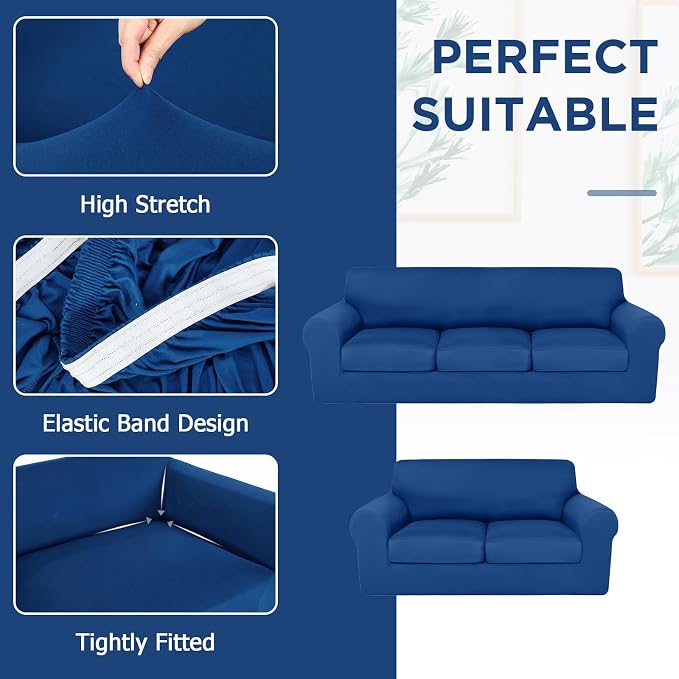 HunnmingRe Sofa Covers for 3 Cushion Couch Stretch Sofa and Loveseat Covers Set - Image 4