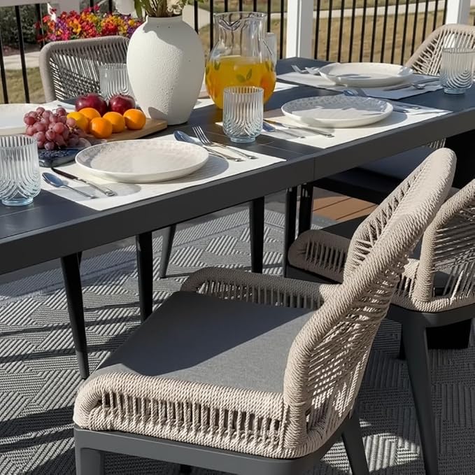 PURPLE LEAF Patio Dining Chair Set 2 Pieces Aluminum Modern Furniture Seating - Image 8