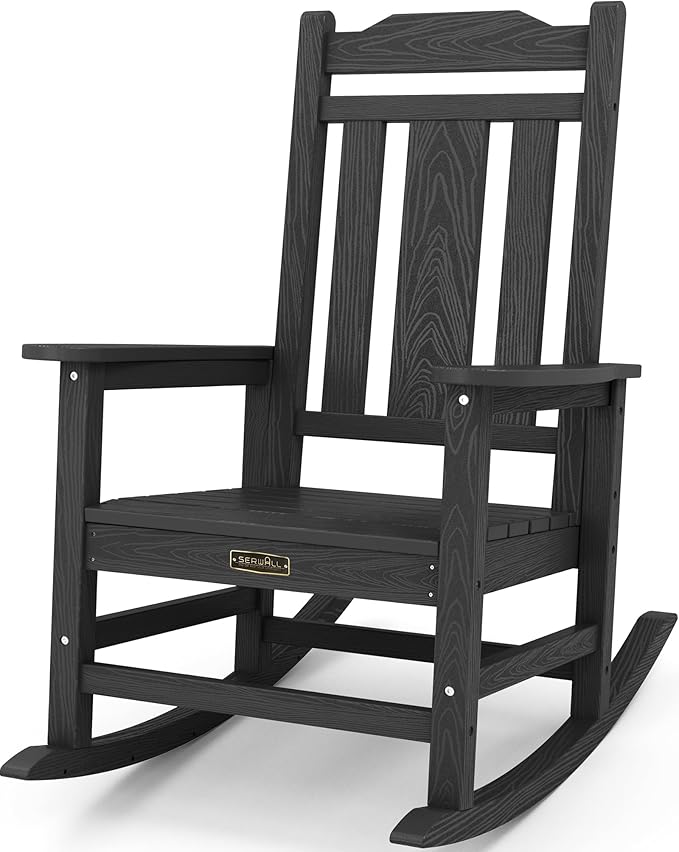 SERWALL Oversized Rocking Chair Outdoor, HDPE Outdoor Rocking Chair by SERWALL