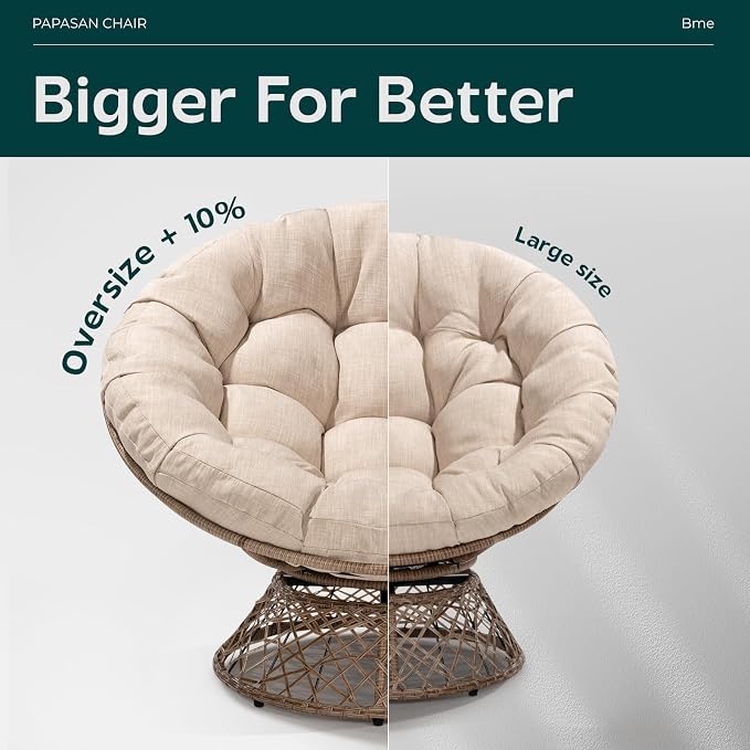 Bme Metal Oversized Swivel Papasan Chair, Living Room Chair - Image 5
