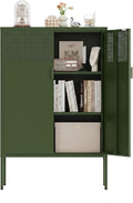 Metal Storage Cabinet, 2 Door TV Stand, Metal Mesh Accent Cabinet, Magnetic by XIUSVON