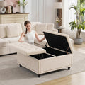 Tbfit Large Square Storage Ottoman Bench, Tufted Upholstered Coffee Table by TBfit
