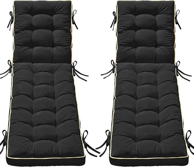 2 Pack 80x26 Inch Folding Chaise Lounge Cushion Quick Dry by AMCATON