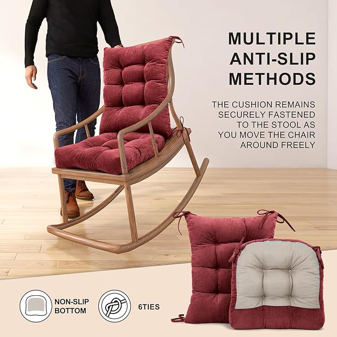 Lokex Rocking Chair Cushion Only, Tufted Non-Slip Comfortable Rocking Chair - Image 6