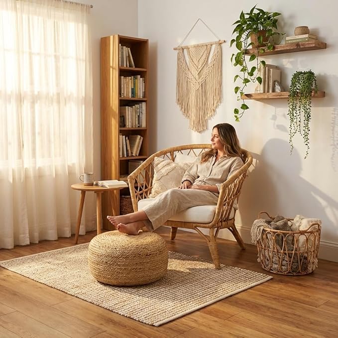 · REDEARTH · Jute Circular Low Pouf Ottoman - Image 7