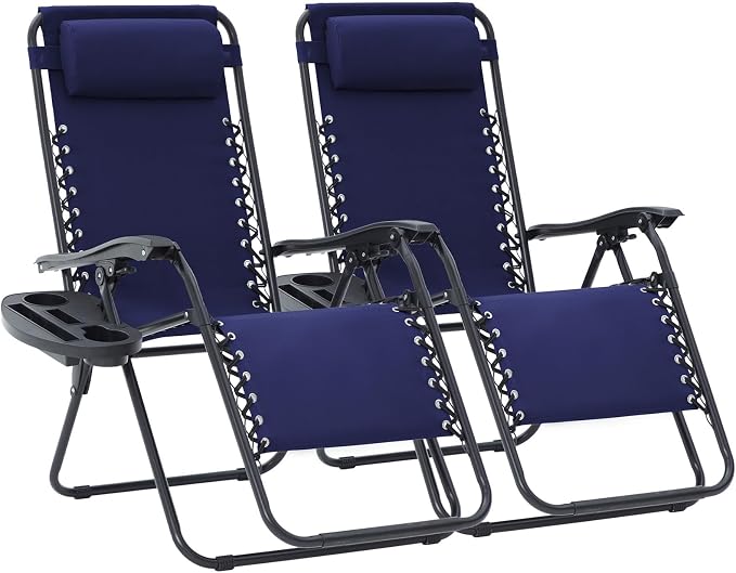 JEAREY Zero Gravity Lounge Chairs Set of 2, Adjustable Steel Mesh Recliners by JEAREYOutdoorsCollection