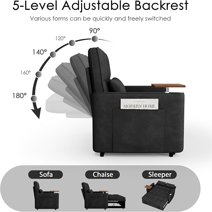 54'' Sleeper Sofa Bed, Convertible Pull Out Couch Futon - Image 5