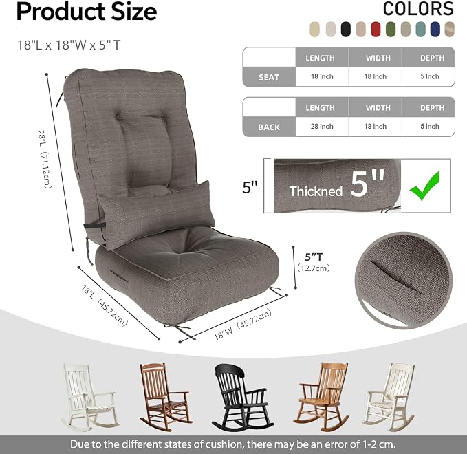 Rocking Chair Cushions with Pillow, Waterproof and Fade-Resistant Thicken - Image 2