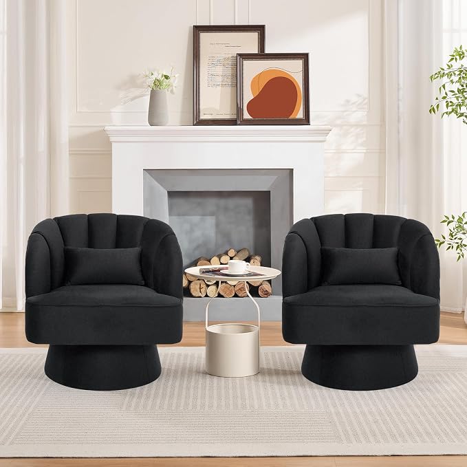 Garvee Ultra-Plush Swivel Accent Chair, 360° Barrel Lounge Chair - Image 2