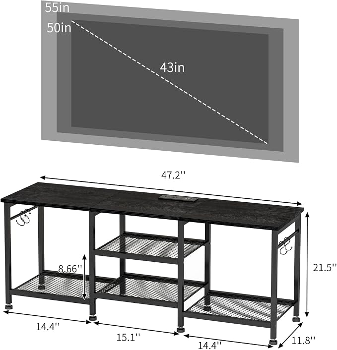 YGEOMER Black Entertainment Stand - Image 3