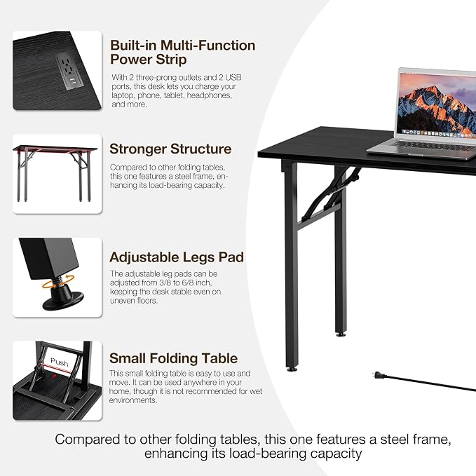 TEMI Small Computer Desk Folding Table - Image 9