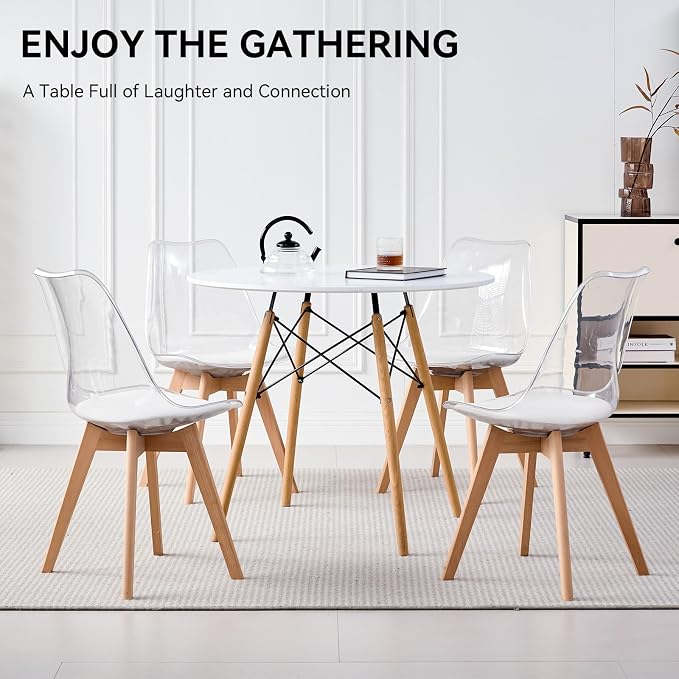 5-Piece Round Dining Table Set, Small Kitchen Table Chairs Set of 4 Space - Image 8