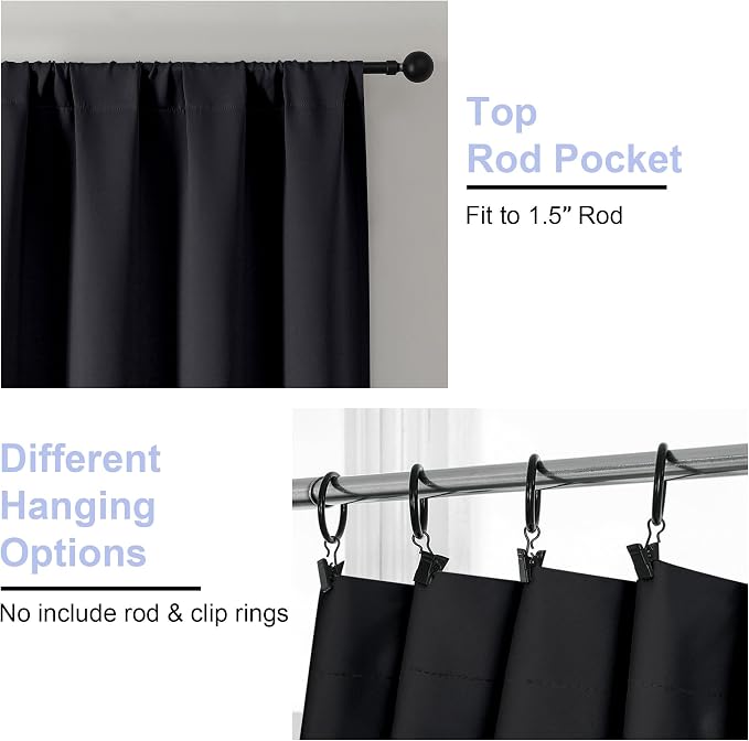 Simplebrand Ava Halloween Black Short 36 Inches Blackout Curtain 2 Panels Set - Image 4