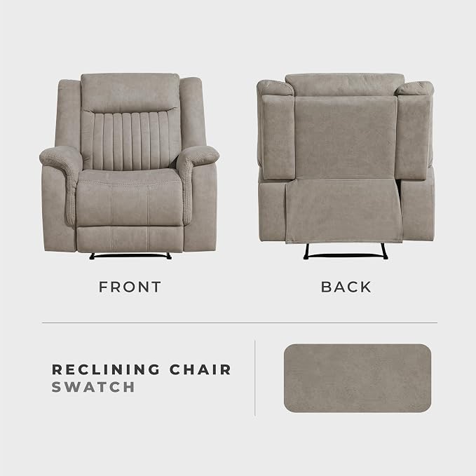 Lexicon Manual Recliner Chair, Polished Microfiber Reclining Sofa Chair - Image 6
